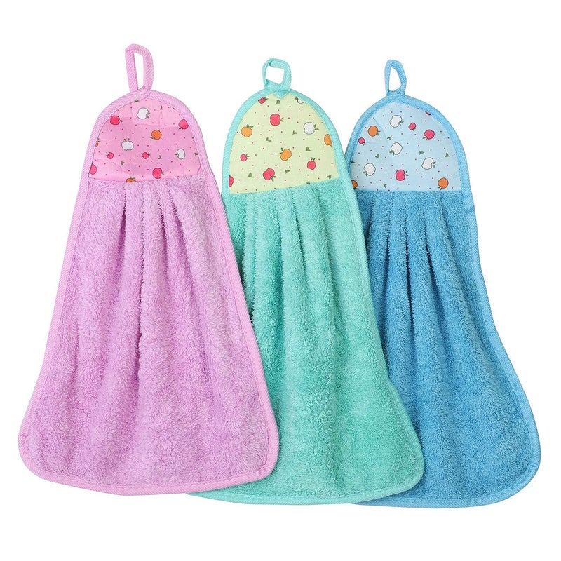 bosig® Cotton Hanging Kitchen Hand Towel | Micro Fiber Cotton Hanging Towels for wash Basin/Kitchen Napkin/Hand Towels wash Basin Multi Colour Set of 3 Pieces - Image 1