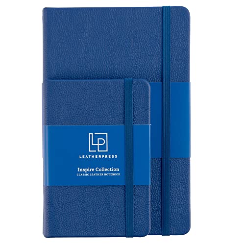 Leatherpress Classic Leather Notebook Writing Journal, Hardcover, Elastic Closure Narrow Ruled Pages, Inspire Collection - Image 4