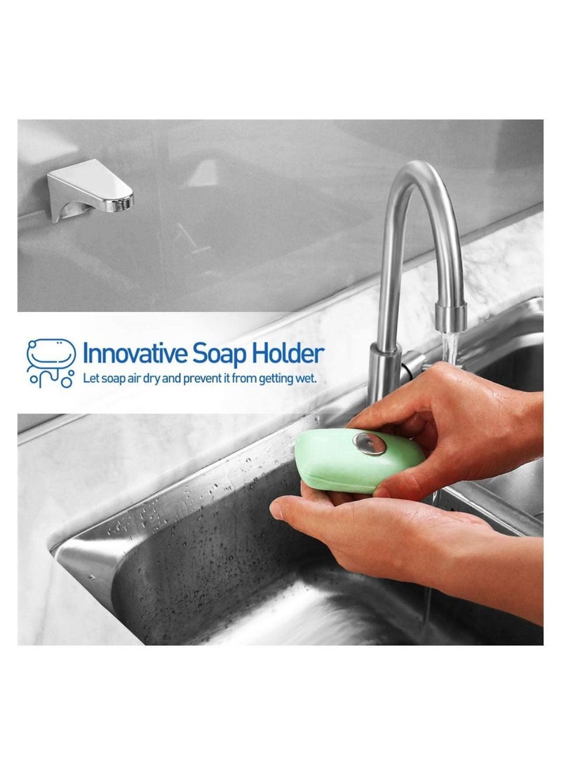 SYOSI 3pcs Magnetic Soap Dish Rack Drain Strong Suction Wall Mounted Dispenser Storage Container for Bathroom Kitchen Home - Image 3