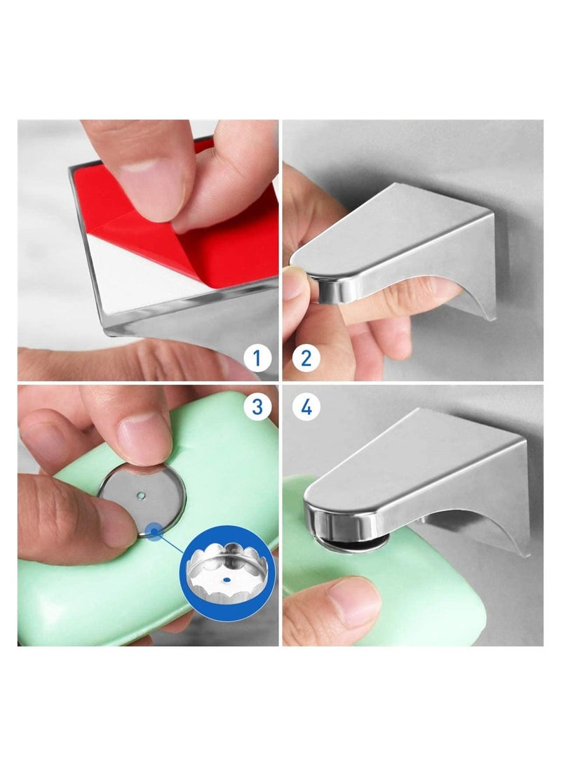 SYOSI 3pcs Magnetic Soap Dish Rack Drain Strong Suction Wall Mounted Dispenser Storage Container for Bathroom Kitchen Home - Image 5