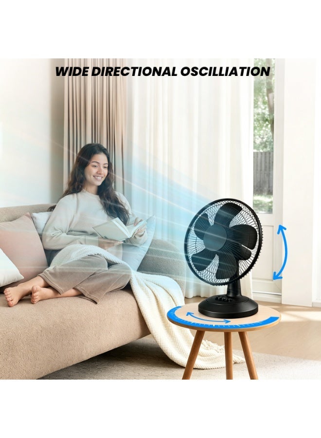 VUCATIN Oscillating Table Fan with Adjustable Tilt Convenient Push Button Controls Quiet 16 inch 3 Speed Desk Fan Airflow 15.75 ft/sec Ideal for Home Bedroom Dorm & Office (Black) - Image 4