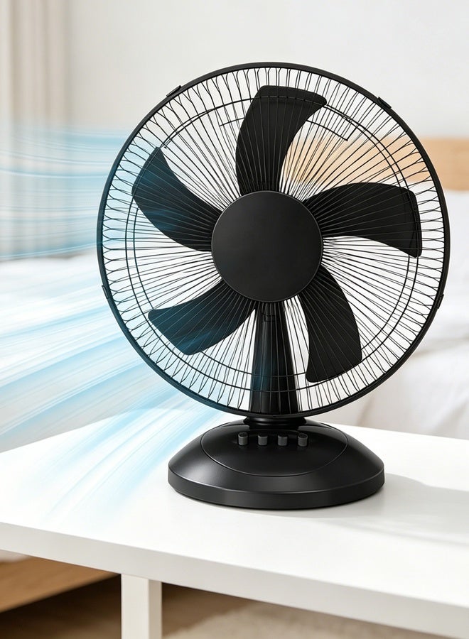 VUCATIN Oscillating Table Fan with Adjustable Tilt Convenient Push Button Controls Quiet 16 inch 3 Speed Desk Fan Airflow 15.75 ft/sec Ideal for Home Bedroom Dorm & Office (Black) - Image 1