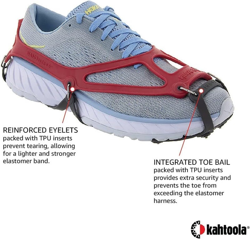 Kahtoola 1st Gen NANOspikes Footwear Traction for ICY Winter Road Running & Walking - Red - X-Small - Image 3