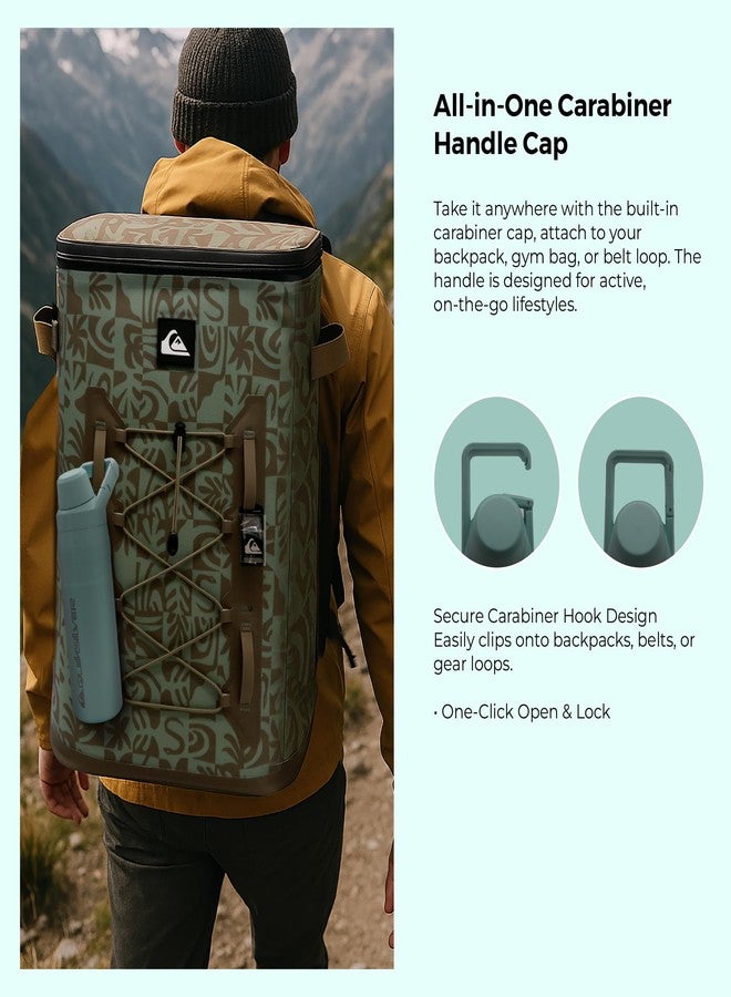 كويك سيلفر زجاجة مياه كويكسيلفر المصنوعة من الفولاذ المقاوم للصدأ سعة 24 أونصة، كوب معزول واسع الفم مزود بخطاف كارابين، فولاذ 18/8، يحافظ على برودة الماء لمدة 24 ساعة، زجاجة قابلة لإعادة الاستخدام خالية من مادة BPA للرجال والنساء (زجاج شاطئي، 24 أونصة) - Image 5