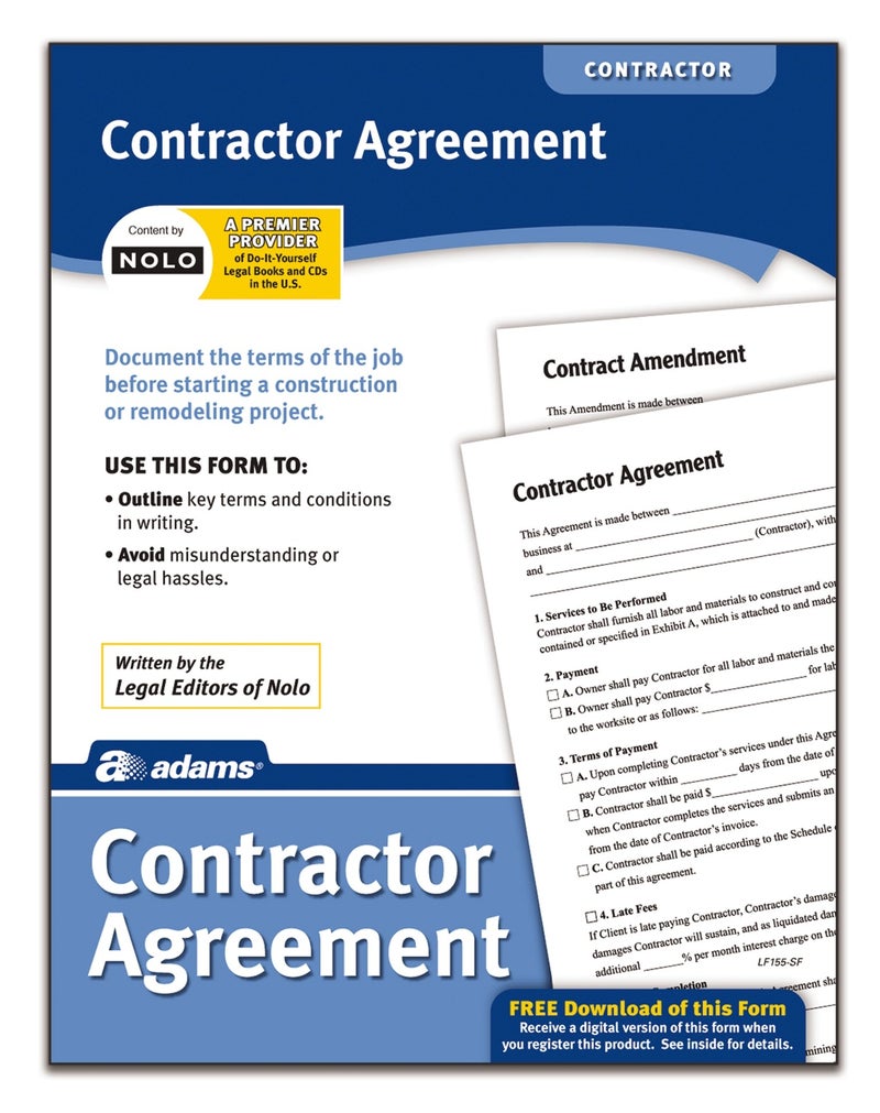 Adams Contractor Agreement, Forms and Instructions (LF155) - Image 1