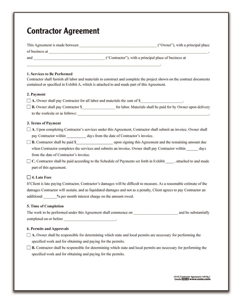 Adams Contractor Agreement, Forms and Instructions (LF155) - Image 2