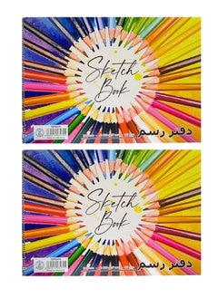 Sadaf Spiral Sketch Pad, A3 Size, White 100 gsm 20 Sheets (Pack of 2)  - Image 1