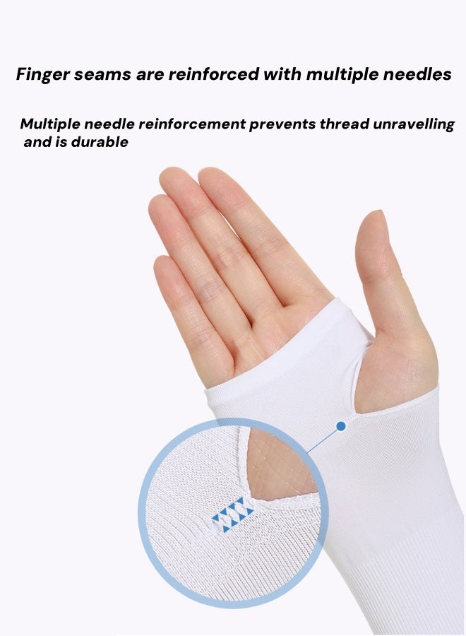Generic 3-Pairs Arm Sleeves For Women/Men,Cooling Arm Sleeves,Sun Protection Ice Sleeves,Cycling Arm Sleeves,Upf 50+ Arm Warmers,Uv Sun Protection Arm Cooling Sleeves,Ice Silk Outdoor Cycling Anti-UV,Half Finger Ice Sleeves(White)  - Image 3
