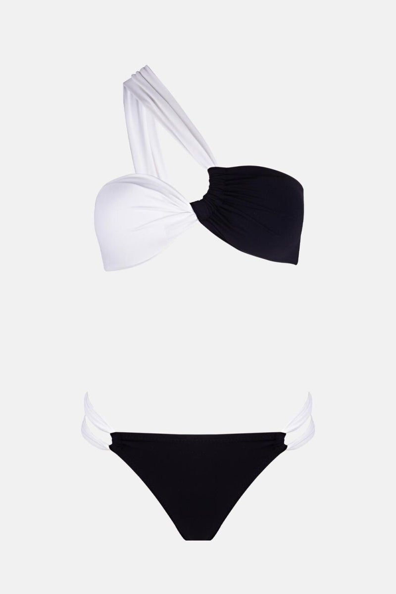Ayyıldız 3403 Black and White One Shoulder Bikini Set  - Image 4