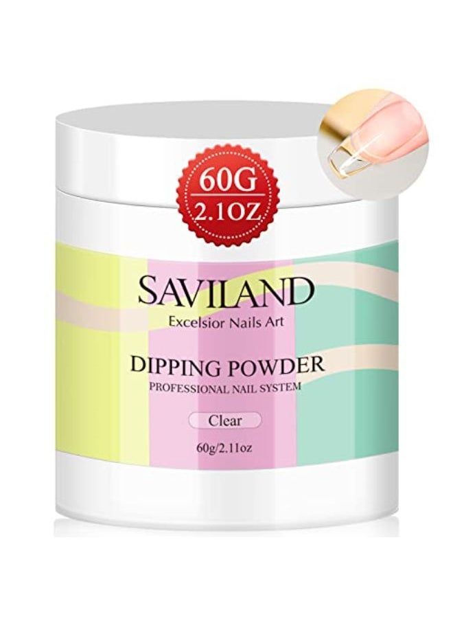 Saviland Clear Dip Powder - 2.1Oz Nail Dip Powder Dipping Powder For French Nail Art Starter Manicure, Strengthen Nail, Easy For Nail Beginners To Use No Nail Lamp Needed, Gifts For Women  - Image 1