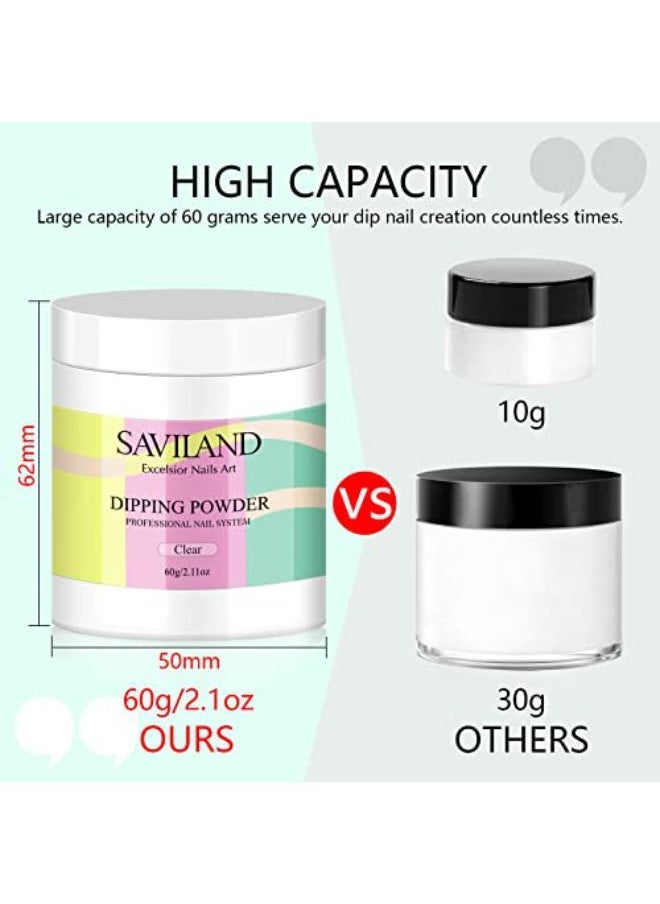Saviland Clear Dip Powder - 2.1Oz Nail Dip Powder Dipping Powder For French Nail Art Starter Manicure, Strengthen Nail, Easy For Nail Beginners To Use No Nail Lamp Needed, Gifts For Women  - Image 3