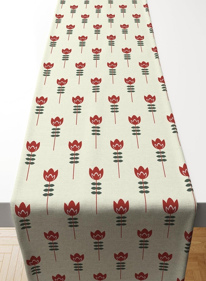 Astitva Cotton Table Runner - 13 x 45 Inches | Cream, Floral Petal Print Dining Table Cloth | Elegant 4 Seater Runner for Home & Party Decoration - Image 4