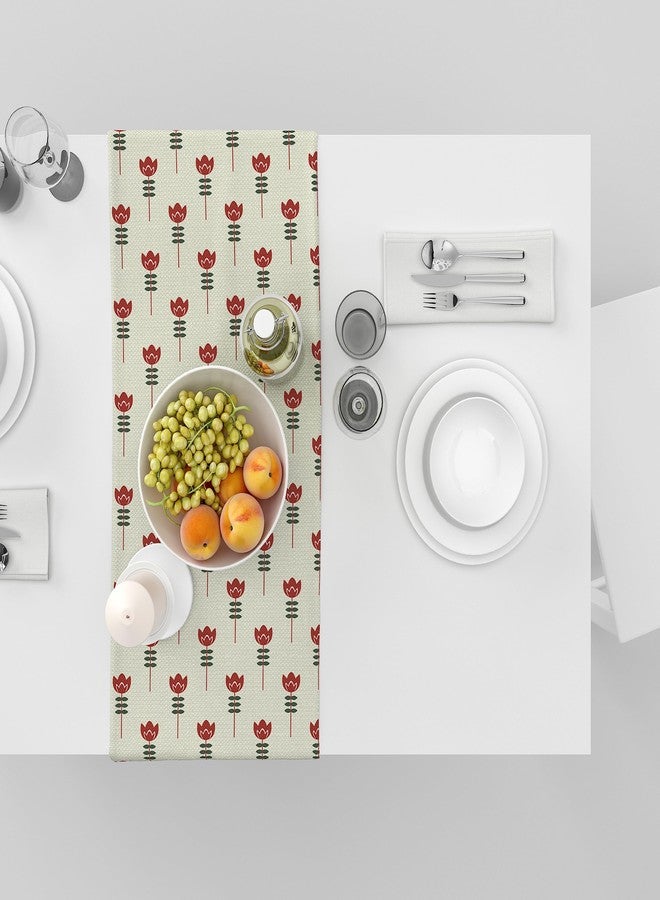 Astitva Cotton Table Runner - 13 x 45 Inches | Cream, Floral Petal Print Dining Table Cloth | Elegant 4 Seater Runner for Home & Party Decoration - Image 3