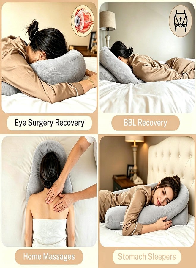 KUAZIDAR Face Down Pillow After Eye Surgery - Adjustable Airflow Prone Pillow for Vitrectomy Retinal Detachment Recovery - Extra Thick PP Cotton Support for BBL Post Surgery Recovery & Massage (Gray) - Image 3