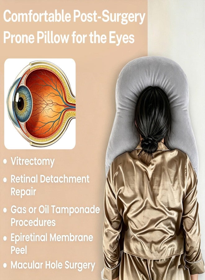 KUAZIDAR Face Down Pillow After Eye Surgery - Adjustable Airflow Prone Pillow for Vitrectomy Retinal Detachment Recovery - Extra Thick PP Cotton Support for BBL Post Surgery Recovery & Massage (Gray) - Image 2
