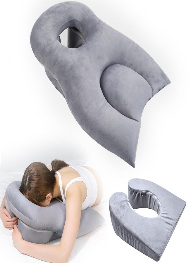 KUAZIDAR Face Down Pillow After Eye Surgery - Adjustable Airflow Prone Pillow for Vitrectomy Retinal Detachment Recovery - Extra Thick PP Cotton Support for BBL Post Surgery Recovery & Massage (Gray) - Image 1