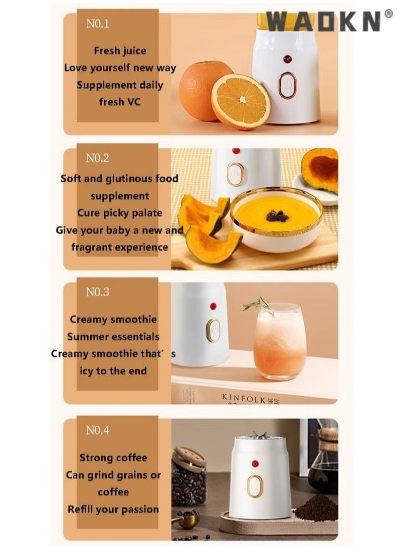 WAOKN - Portable Charging Small Auxiliary Food Crushing Ice Juicer,New Household Multi functional Juicer Cup Juicer USB Rechargeable,Fresh Fruit and Vegetable Juicer With 10 Blades for Smoothies, Juice - Image 1