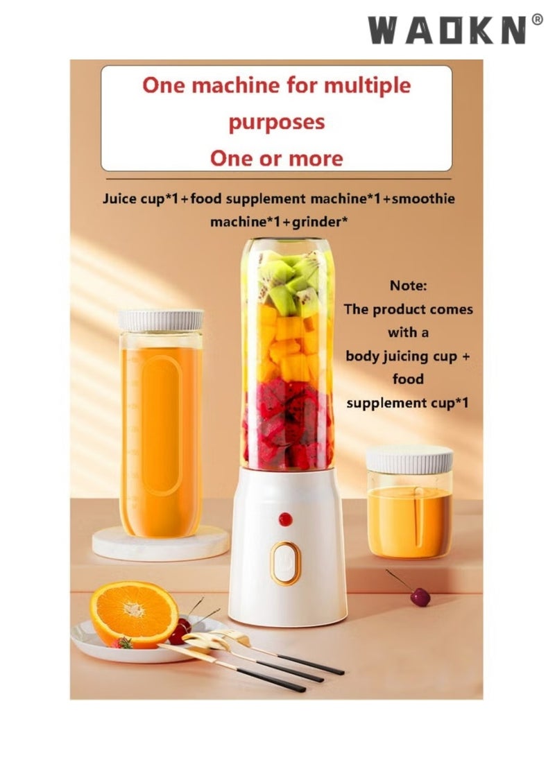 WAOKN - Portable Charging Small Auxiliary Food Crushing Ice Juicer,New Household Multi functional Juicer Cup Juicer USB Rechargeable,Fresh Fruit and Vegetable Juicer With 10 Blades for Smoothies, Juice - Image 1