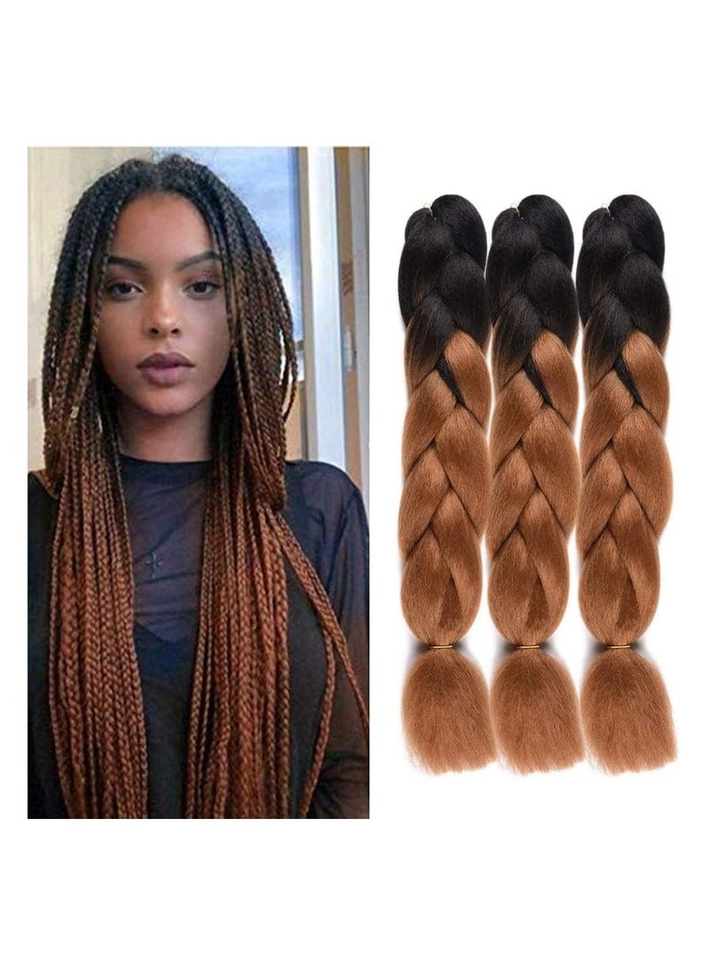 إستيل الضفائر الأفريقية وصلات الشعر، وصلات شعر كروشيه تجديل الشعر الاصطناعية تجديل الشعر ارتفاع درجة الحرارة الألياف الاصطناعية ياكي جامبو تجديل الشعر (3 قطع،... - Image 1