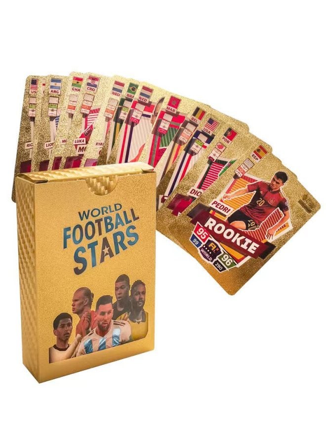 Football Star Gold Foil Cards 55 Gold Foil Cards Non-repeating Good Quality European Cup Own Yingchao-Color:Football Playing Cards  - Image 3