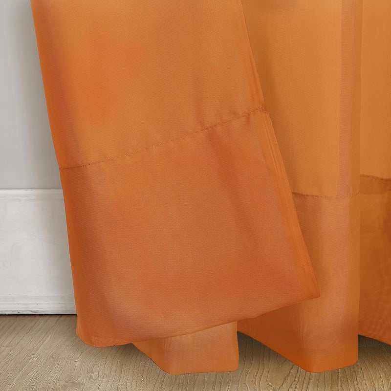 No. 918 Calypso Sheer Voile Rod Pocket Curtain Panel - 59" x 84" - Light Filtering Orange - Image 3