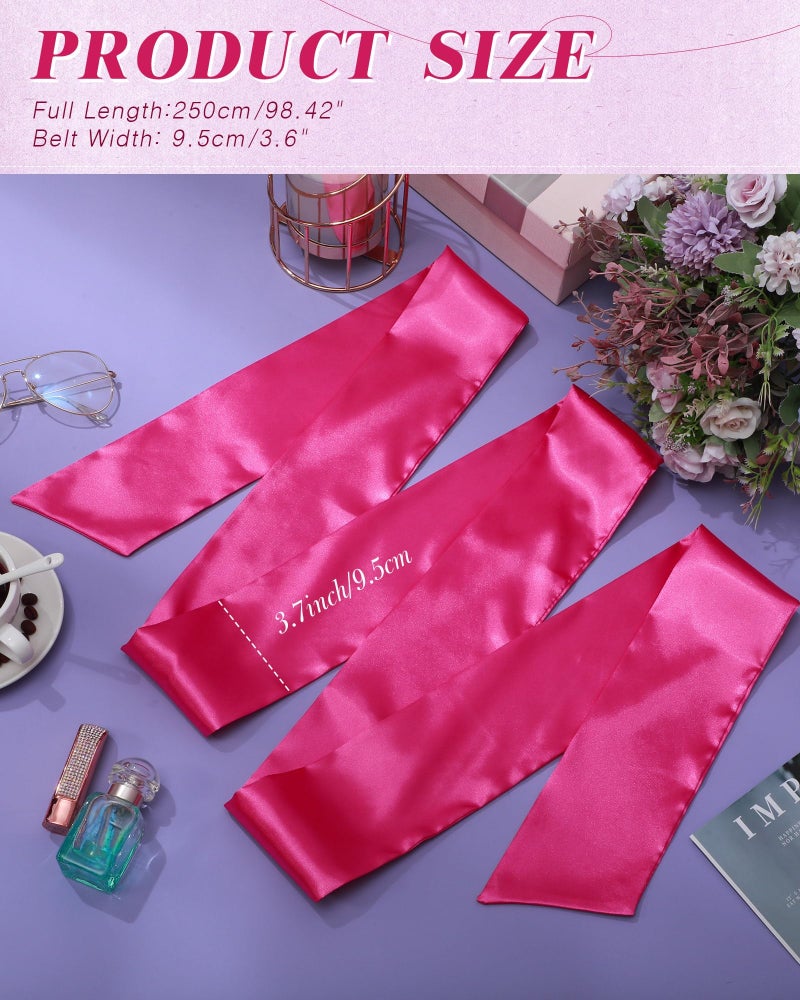 Glitopper Women Satin Waist Belts Dress Sash Waist Belt for Special Occasion Bridal Wedding Prom Formal 3.5'' Wide(Hot Pink) - Image 2