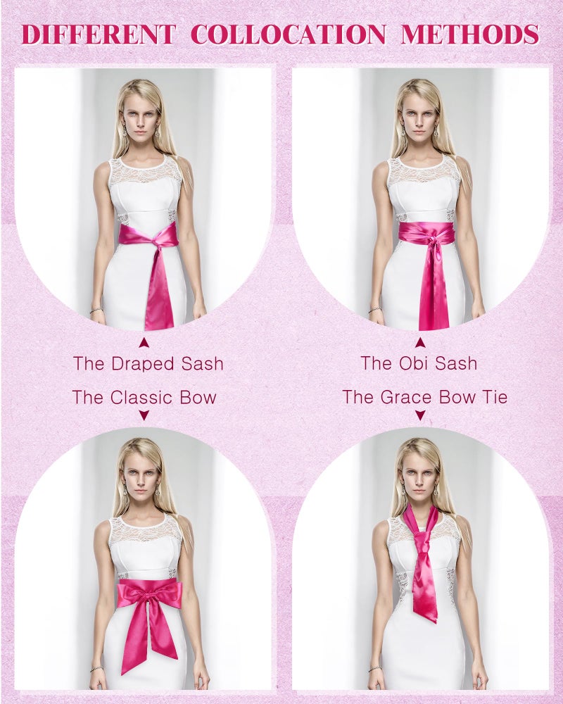 Glitopper Women Satin Waist Belts Dress Sash Waist Belt for Special Occasion Bridal Wedding Prom Formal 3.5'' Wide(Hot Pink) - Image 4