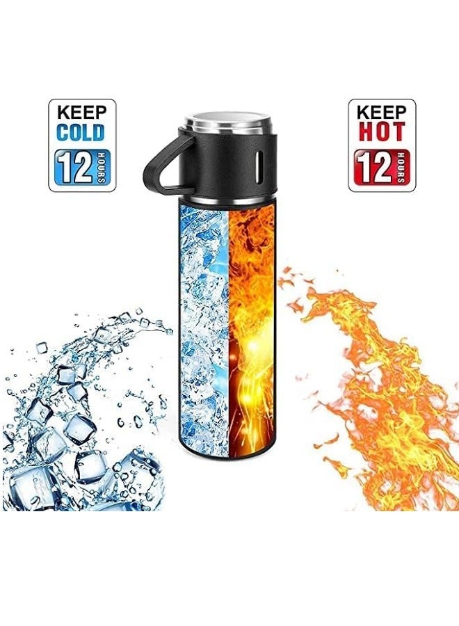 Double-Wall Stainless Steel Vacuum Thermos Flask With Silicone Handle And Insulated Lid Set With 2 Stainless Steel Cups For Hot And Cold Beverages, 500 ML  - Image 5