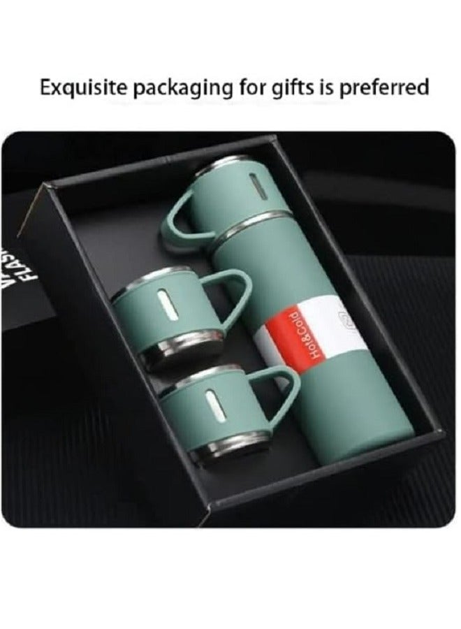 Double-Wall Stainless Steel Vacuum Thermos Flask With Silicone Handle And Insulated Lid Set With 2 Stainless Steel Cups For Hot And Cold Beverages, 500 ML  - Image 3