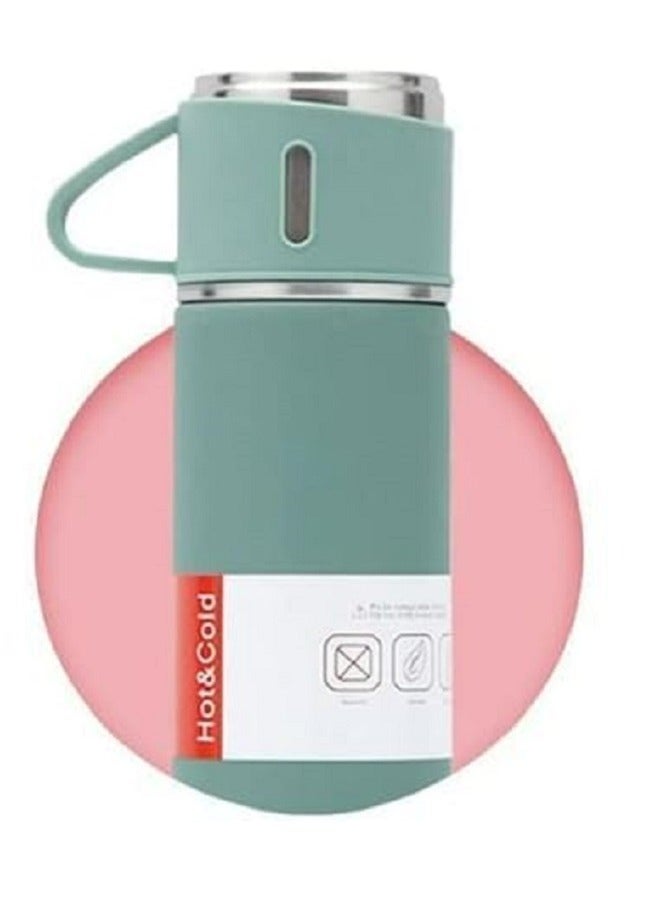 Double-Wall Stainless Steel Vacuum Thermos Flask With Silicone Handle And Insulated Lid Set With 2 Stainless Steel Cups For Hot And Cold Beverages, 500 ML  - Image 4