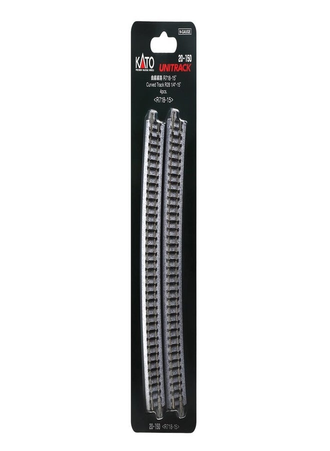 Kato USA Model Train Products Unitrack, 718mm (28 1/4") Radius 15-Degree Curve Track (4-Piece) - Image 5