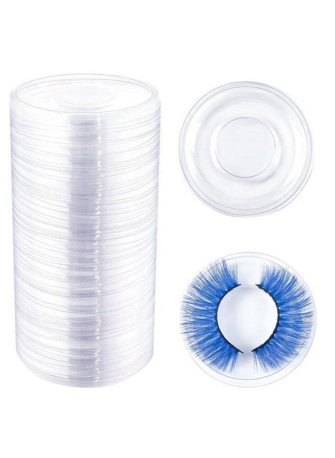 JYHi 100 Pack Round Transparent Eyelash Trays Plastic Mink Lash Trays for Storage Lash Case Holder Packing Box Empty - Image 1