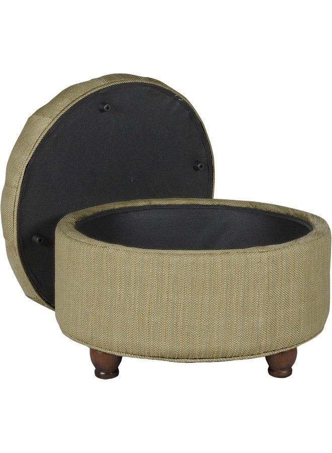 HomePop Large Button Tufted Woven Round Storage Ottoman - Image 5