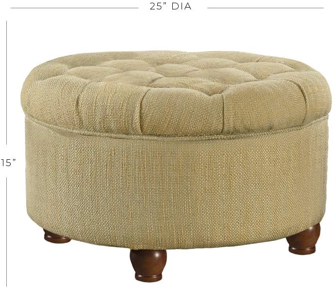 HomePop Large Button Tufted Woven Round Storage Ottoman - Image 3