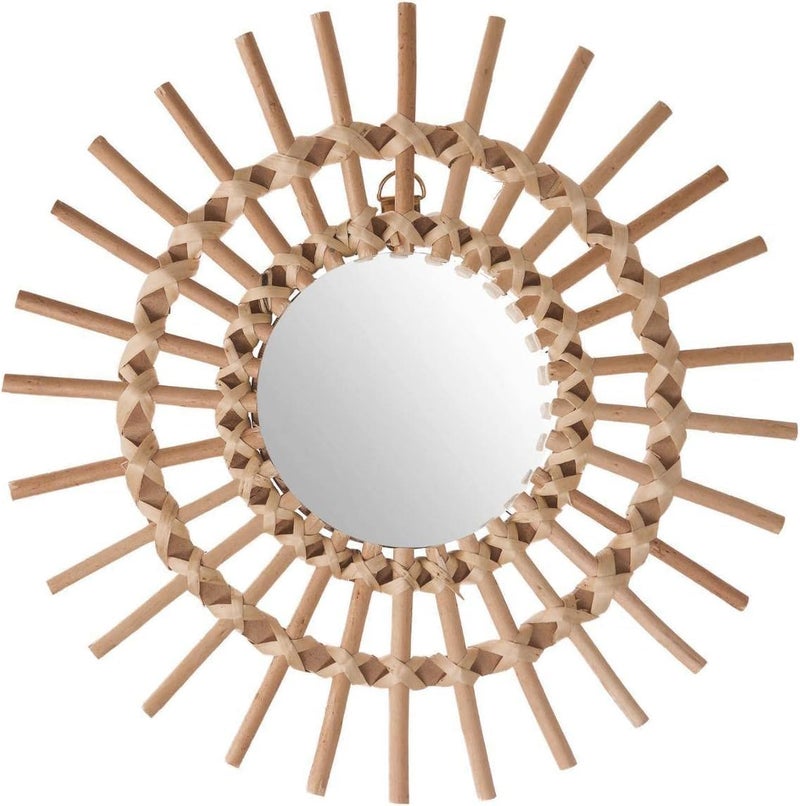 Decorative Mirrors with Natural Wicker Frame, Modern and Elegant Touch for Home, Perfect for Rooms, Hallways, Bathroom or Anywhere, Adds Natural Beauty and Luxury Style - Image 1