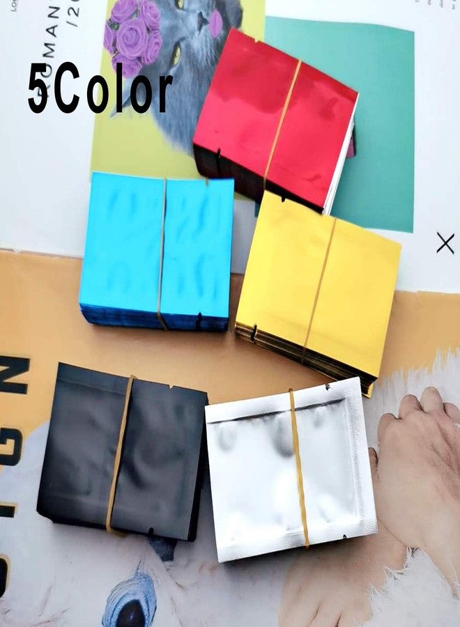 Markeny 500 Pack Aluminum Foil Bags, Matte Sample Pack Flat Open Top Resealable Tear Notch Aluminum Foil Mylar Bags, 5 x 7 cm/ 2x 2.7 inch, 5 Color - Image 3