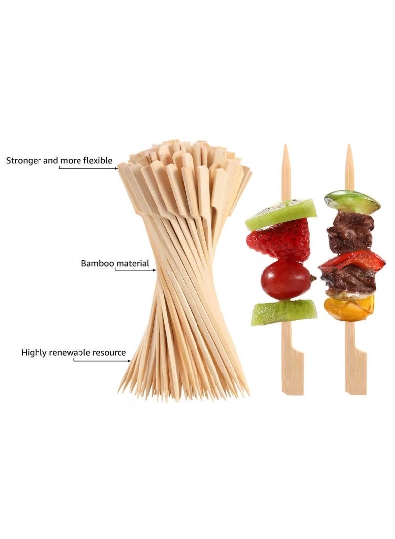 سوكاني 200 قطعة من أسياخ المقبلات المصنوعة من الخيزران، أعواد أسنان بطول 12 سم، أعواد كوكتيل المشروبات، كباب الفاكهة، الهوت دوج، الوجبات الخفيفة، الشواء، أعواد طعام صغيرة من الخشب الطبيعي، ملحقات الأطعمة (بيج) - Image 3