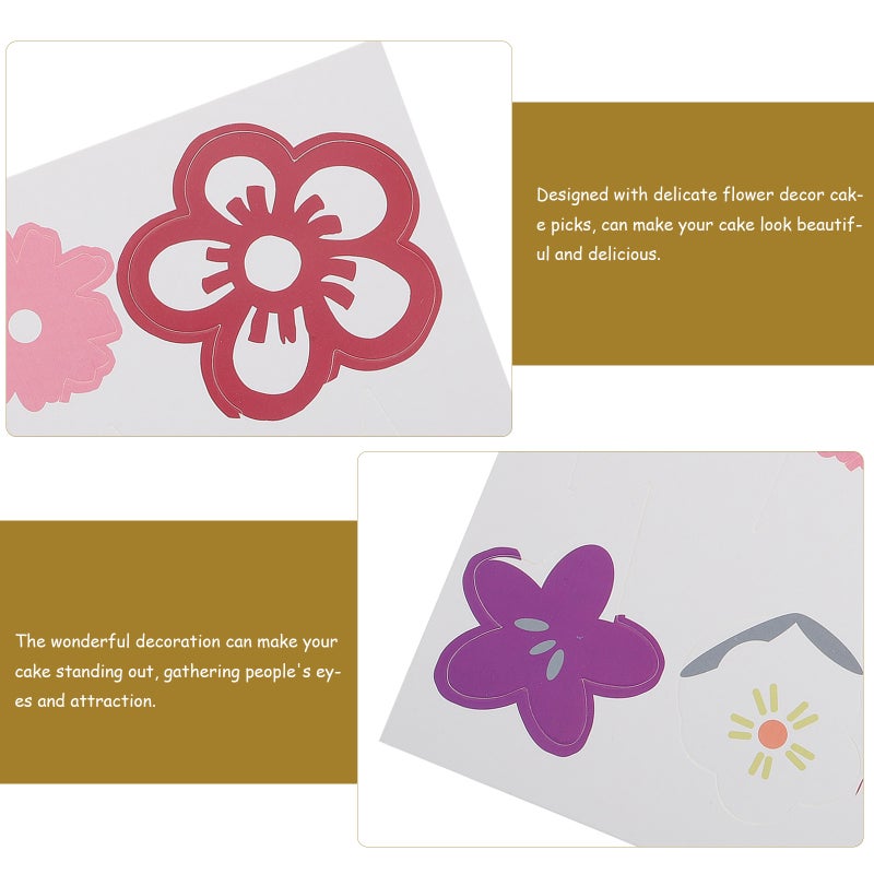 60pcs Party Cupcake Toppers Flower Cake Picks Mother's Day Party Decorations - Image 2