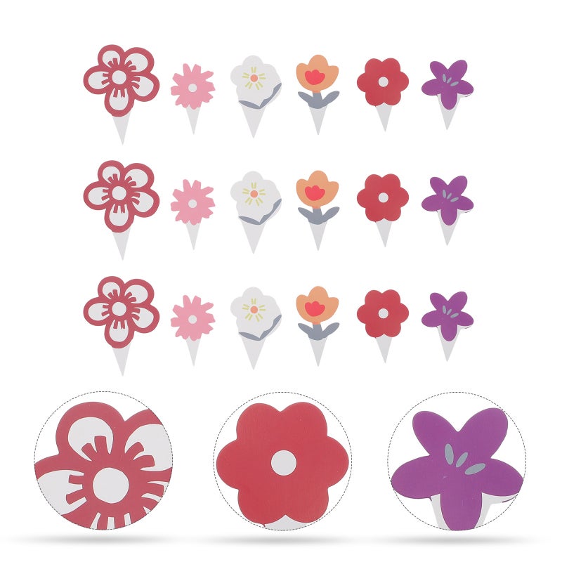 60pcs Party Cupcake Toppers Flower Cake Picks Mother's Day Party Decorations - Image 1