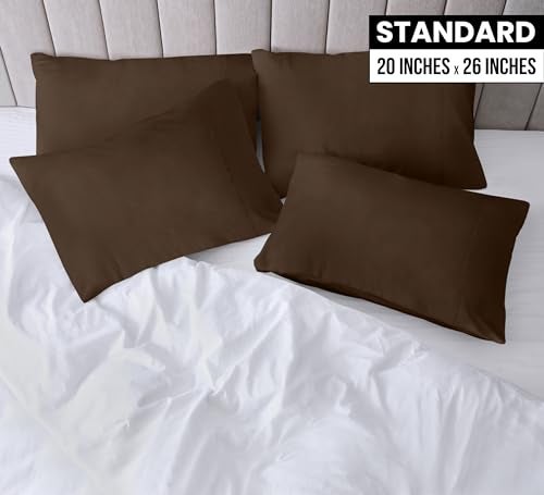 Utopia Bedding Standard Pillow Cases 4 Pack Envelope Closure Soft Brushed Microfiber Fabric Shrinkage and Fade Resistant Pillow Covers Standard Size 20 X 26 Inches Standard Brown - Image 3