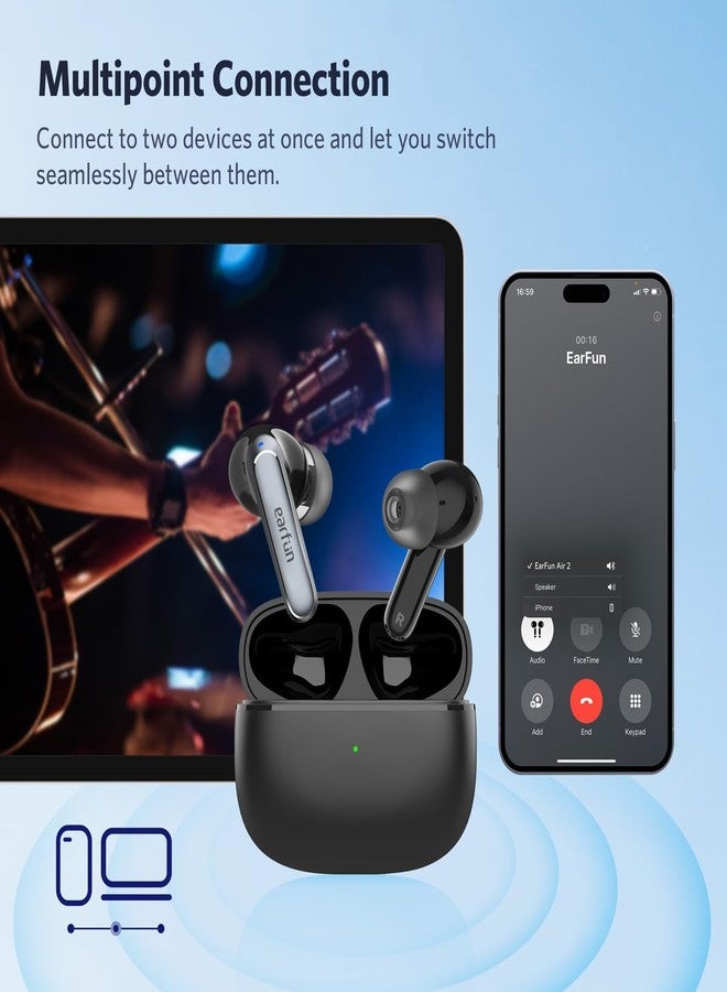 EarFun Air 2 Wireless Earbuds, LDAC Codec Ear Buds Bluetooth Earbuds, Hi-Res Audio TWS Earbuds, 4 Mics Bluetooth Earphones, Wireless Charging, TWS Earphones, Custom EQ - Image 5