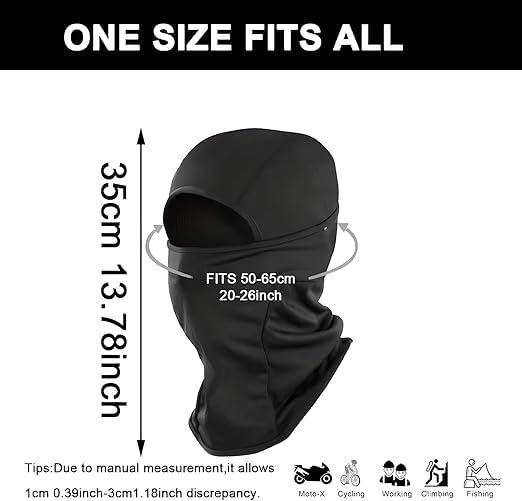 SEFLICA® Full Face Helmet Mask for Bikers in Riding UV Protected, Balaclava, Black Mask for Bike Riding and Cycling Accessories Mas k for Men & Women (in, Alpha, Free Size, Big, Black) - Image 3