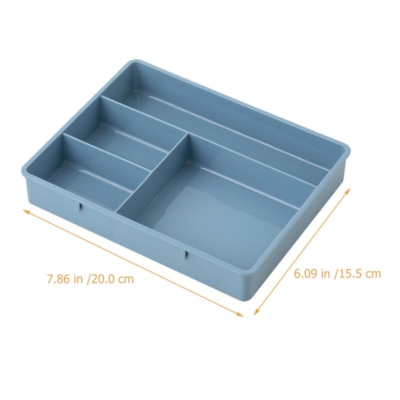 4pcs Plastic Desktop Drawer Organizer Boxes Multi Compartment Storage For Office Desk Vanity Pink Blue - Image 3