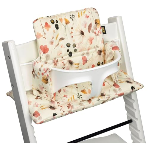 UKJE Cushion Compatible with Stokke Tripp Trapp - Soft Seat for Infants, Babies & Toddlers, High Chair Accessories, Cotton Fabric Insert, Easy to Install, Handmade in Europe (Wild Flowers) - Image 1