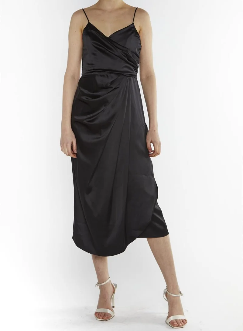 True Decadence  Adele Black Wrap Midi-Dress for Women | Best Price UAE
