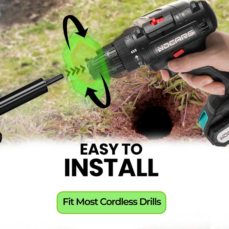 K-Brands K-Brands Auger Drill Bit for Planting – 1.6 x 9 Inch & 3 x 9 Inch Set - Garden Spiral Hole Drill and Bulb Planter Tool - Bedding Plants, Umbrella Holes - 3/8 Inch Hex Drive Drill  - Image 5