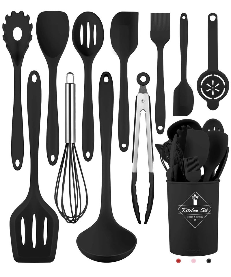 Pranski Kitchen Utensils Set-12 Pieces Silicone Cooking Utensils Set Dishwasher Safe 392°F Heat Resistant Spatula Set Nonstick Cookware - Image 1