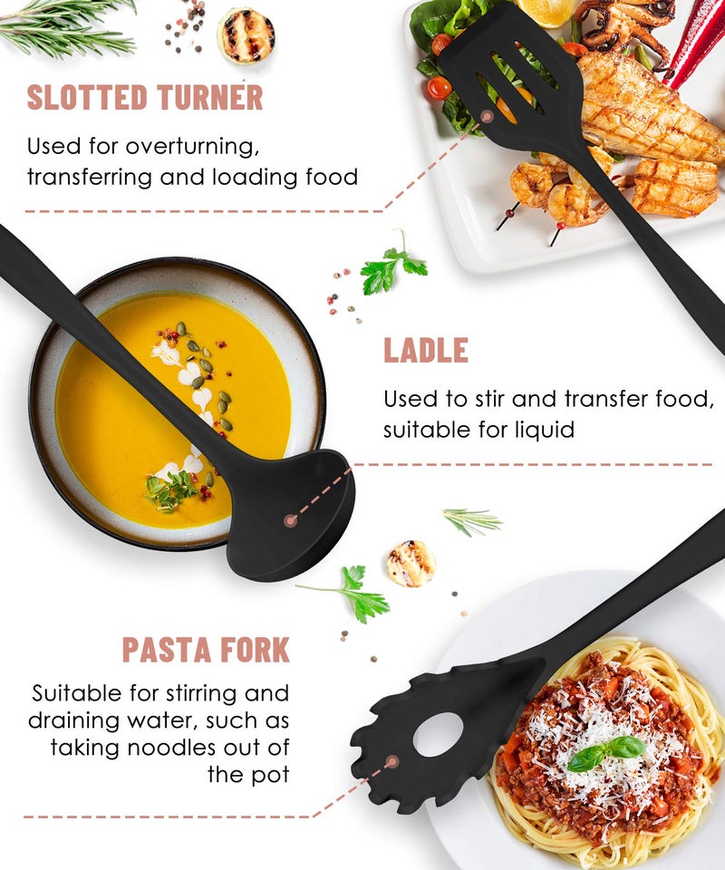 Pranski Kitchen Utensils Set-12 Pieces Silicone Cooking Utensils Set Dishwasher Safe 392°F Heat Resistant Spatula Set Nonstick Cookware - Image 4