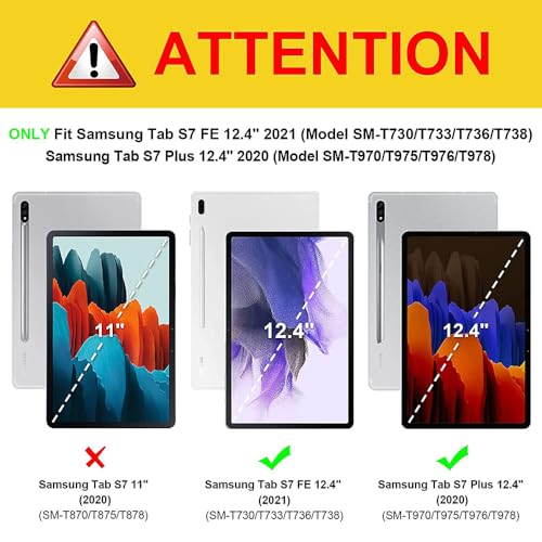 Casotec Clear Back Case | Right-Side Pencil Holder | Auto Wake/Sleep | Transparent PC Back | Soft TPU Bumper | Stand Cover for Samsung Tab S7 FE/Tab S8 Plus/Tab S7 Plus 12.4 inch - Blue - Image 2