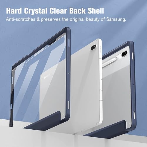 Casotec Clear Back Case | Right-Side Pencil Holder | Auto Wake/Sleep | Transparent PC Back | Soft TPU Bumper | Stand Cover for Samsung Tab S7 FE/Tab S8 Plus/Tab S7 Plus 12.4 inch - Blue - Image 4